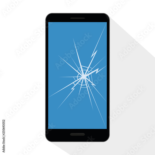 broken mobile phone display with crack vector illustration EPS10