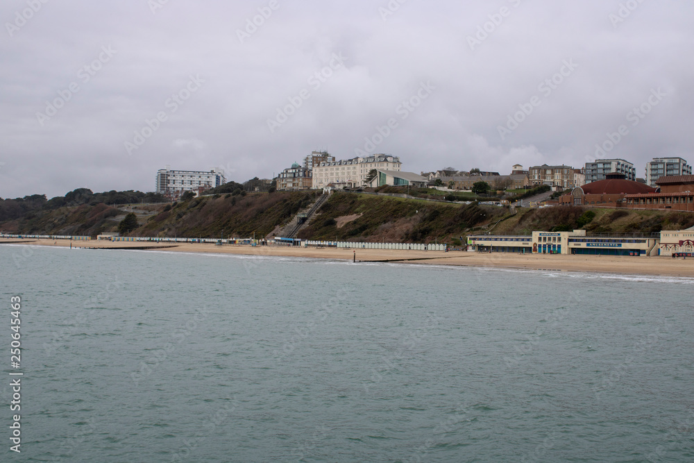 Fototapeta premium Photo taken from the famous Bournemouth pier looking at the beautiful beach of Bournemouth.