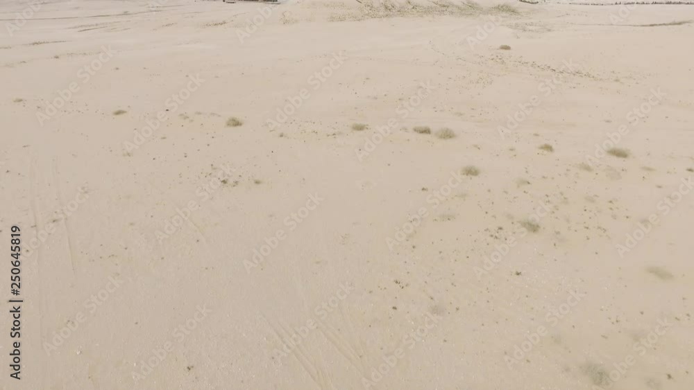 Flying over Dunes over farming in the Desert and showing Irrigation System for farming inside Desert Flying over Dunes over farming in the Desert and showing Irrigation System for farming inside Desert