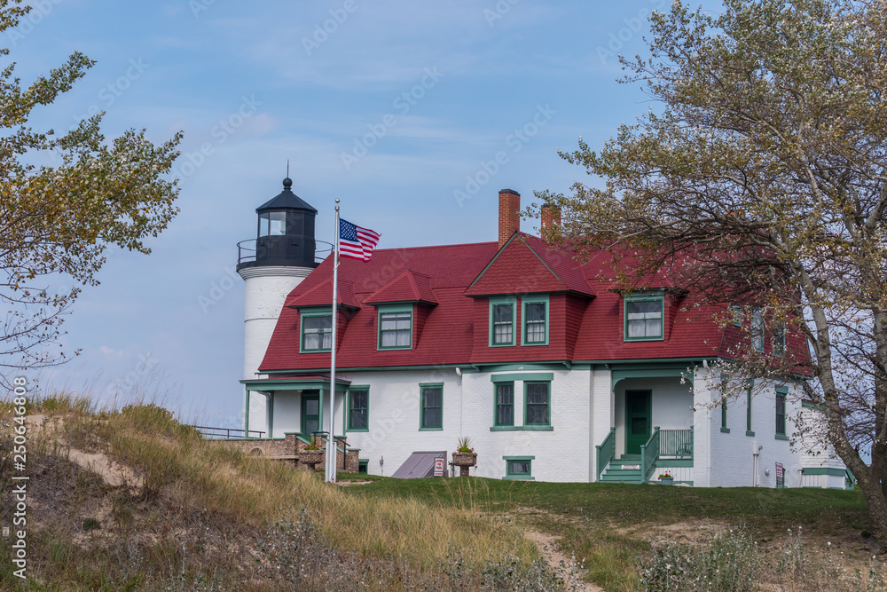 Betsie Point LIghthouse on coast of Lake Michigan, Empire, Michigan, USA. Betsie Point LIghthouse on coast of Lake Michigan, Empire, Michigan, USA.