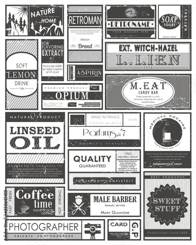 Set of retro or vintage labels or tags, stickers