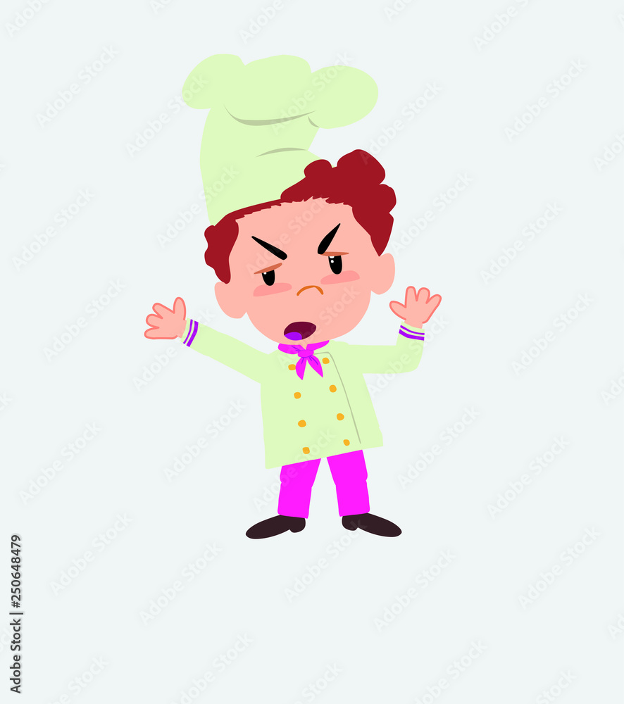 Chef argues something with a gesture of discontent. Chef argues something with a gesture of discontent.