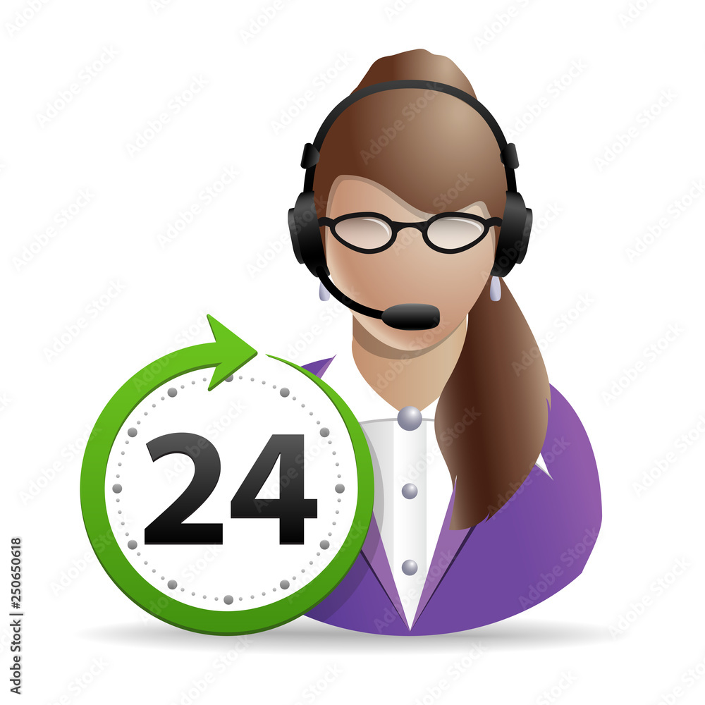Service or support operator around the clock or 24 hours - icon Service or support operator around the clock or 24 hours - icon