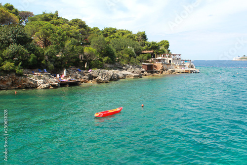 canoe in sea. Montenegro. Zanjic  beach photo