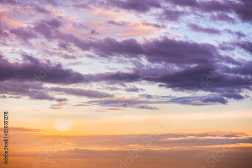 The sky and the clouds at sunset near