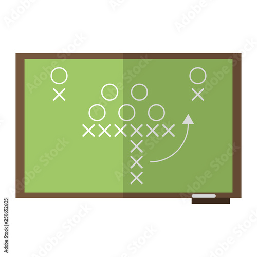 American football strategy on blackboard