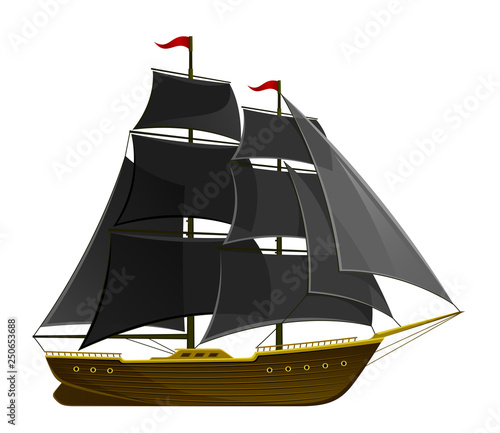 Pirate ship on a white background