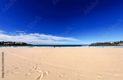 Lots of sand on bondi beach  sydney  australia