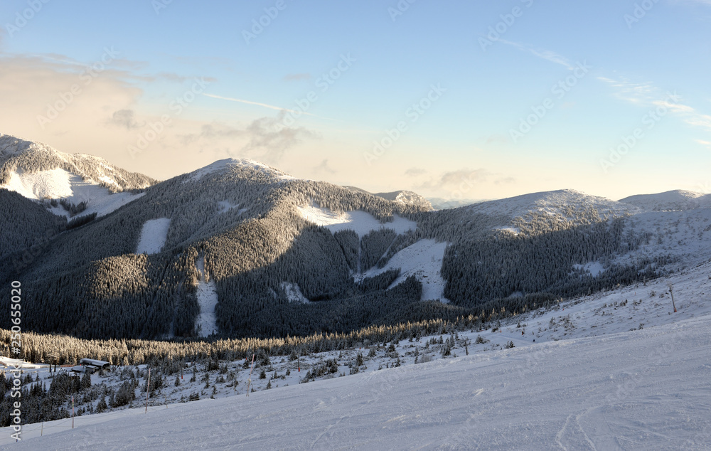 High Tatras from peak Chopok (Low Tatras) in winter.