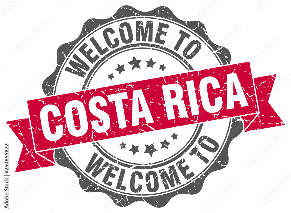 Fototapeta premium Costa Rica round ribbon seal