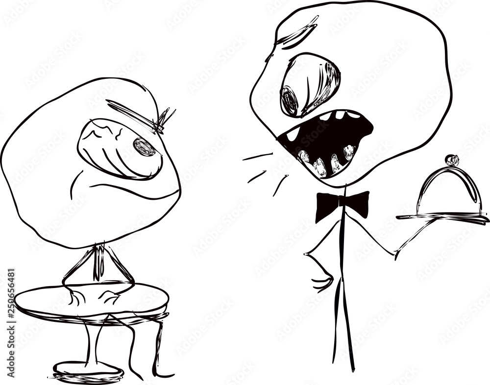 Fototapeta premium Comics: funny little people in the bar, swearing and fighting