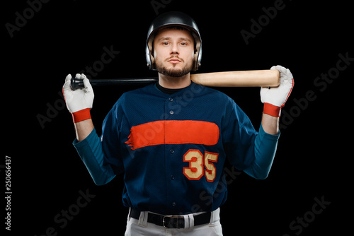 Photography Professional baseball player on black