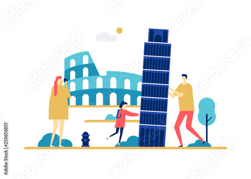Travel to Italy - colorful flat design style illustration
