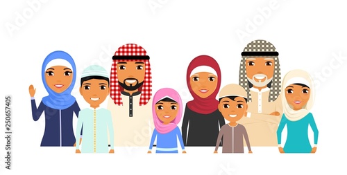 Wallpaper Mural Large family of ethnic Arabs. Portrait style. Grandmother, grandfather, mother, father, brothers and sisters. Different generations. Torontodigital.ca