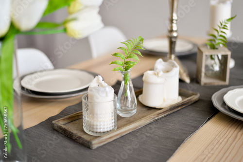 Table setting. Decoration in scandinavian style.
