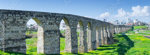 Panoramic view of Kamares aqueduct in Larnaca. Cyprus. photo