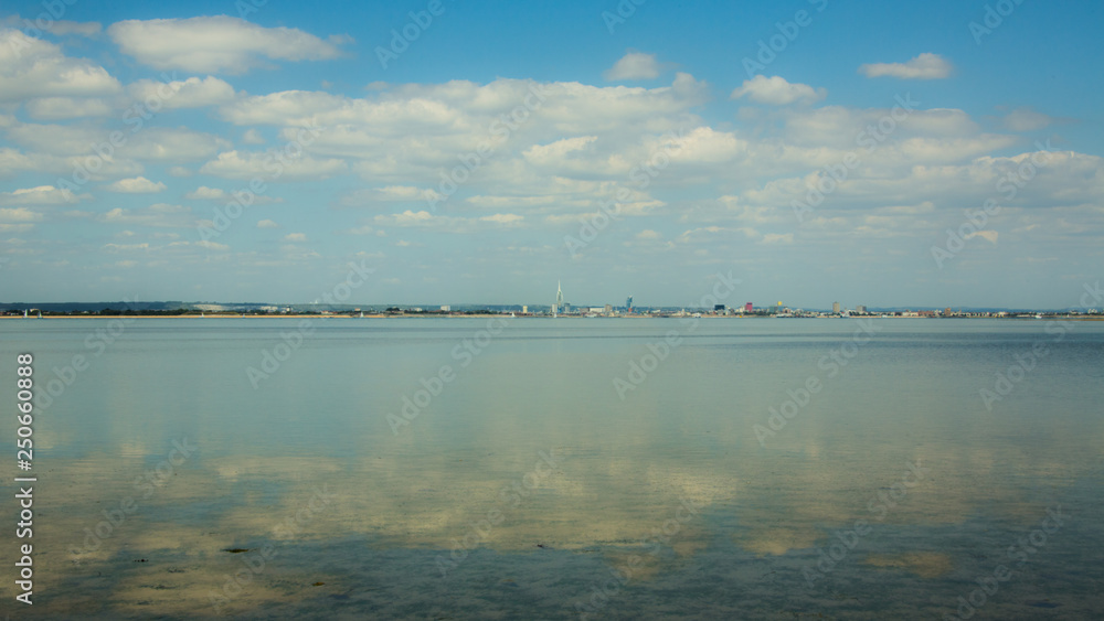 Ryde beach: view of Portsmouth on the horizon 