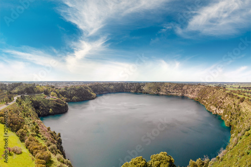Panoramic aerial view of Mount Gambier Blue Lake, South Australia