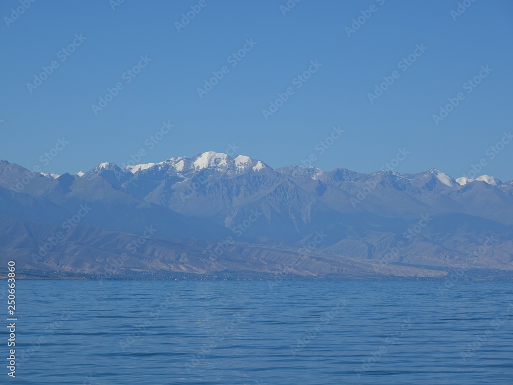 The southern shore of Lake Issykul. Kyrgyzstan August 2018.