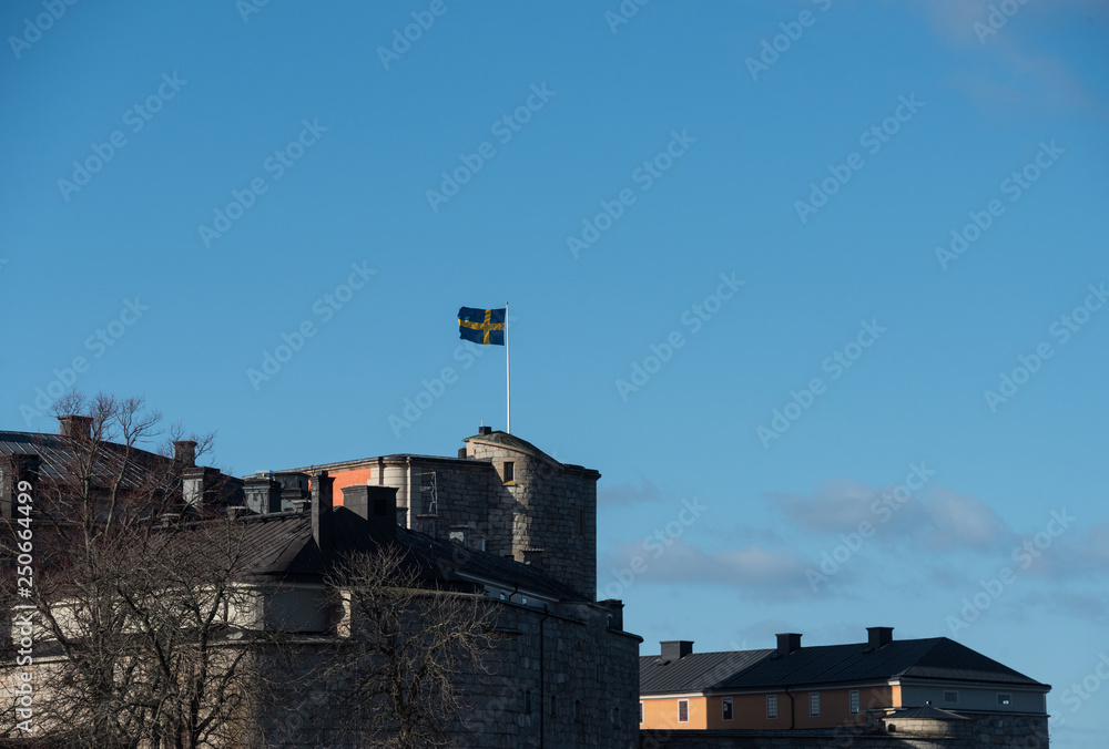 Old fortress island in Vaxholm and Sockholm archipelago