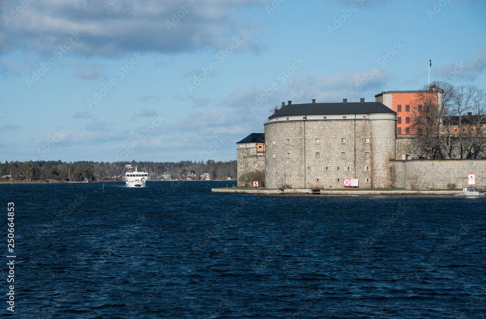 Old fortress island in Vaxholm and Sockholm archipelago