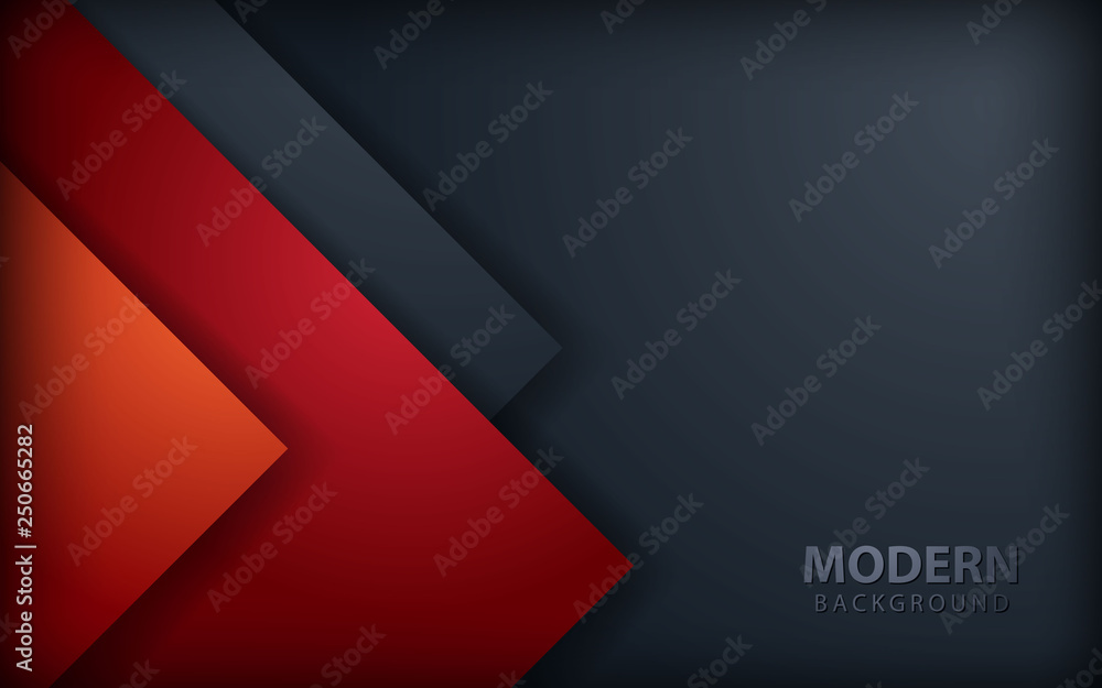 Red overlap layers background on dark gray design modern overlap dimension vector.