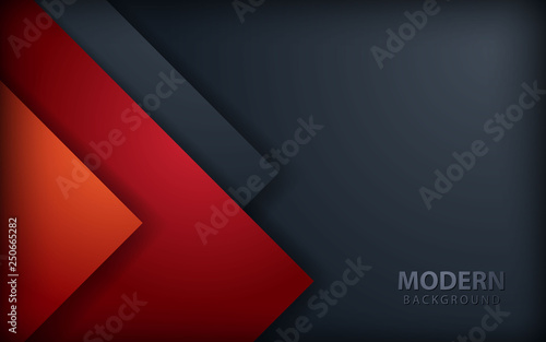 Red overlap layers background on dark gray design modern overlap dimension vector.