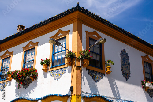 Facade of house in Costa Nova, Aveiro - Portugal.