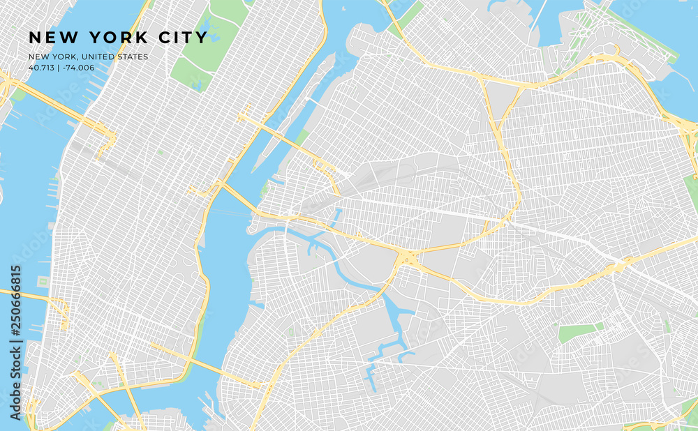 Printable street map of New York City, New York