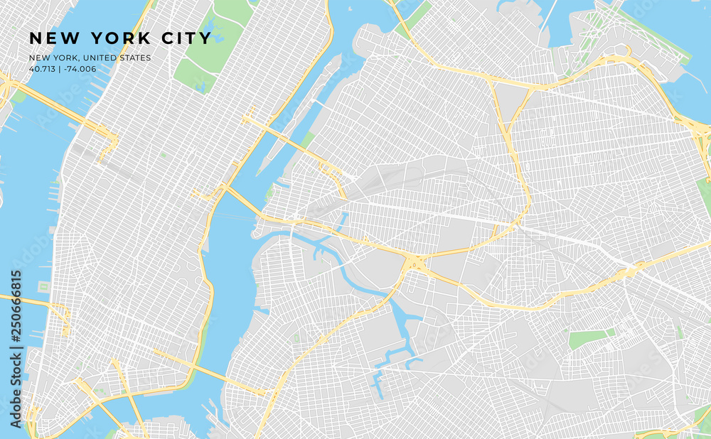 Printable street map of New York City New York Stock Vector Adobe Stock Printable street map of New York City New York Stock Vector Adobe Stock