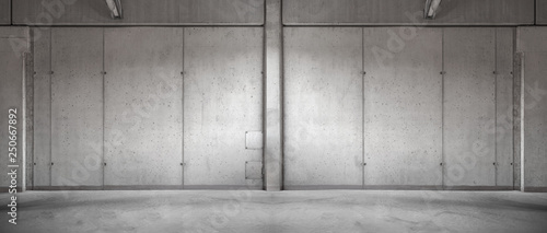 Fototapeta Naklejka Na Ścianę i Meble -  Modern Concrete Wall Garage Background with Floor Panoramic Room