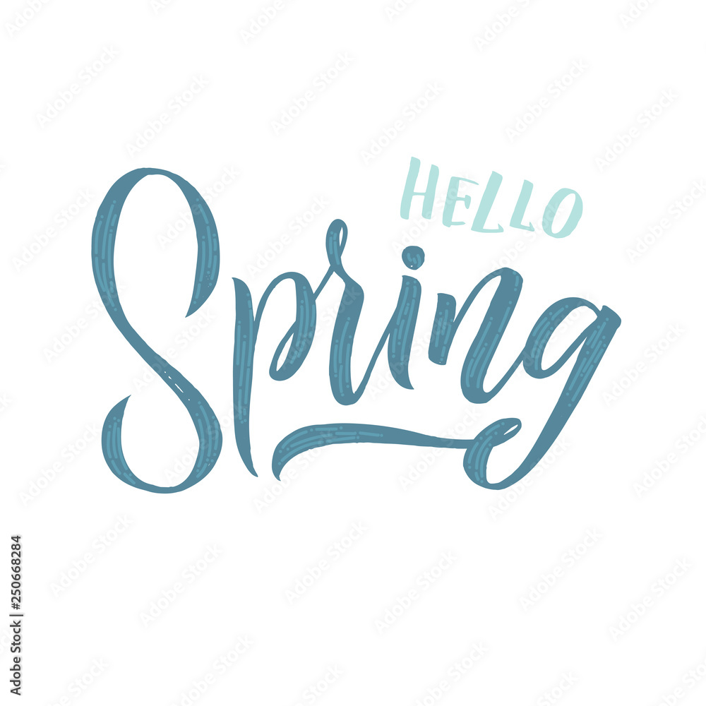 Obraz premium Spring. Trendy script lettering design Spring. - Vector illustration