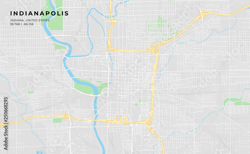 Printable street map of Indianapolis, Indiana