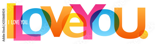 I LOVE YOU. colorful typography banner