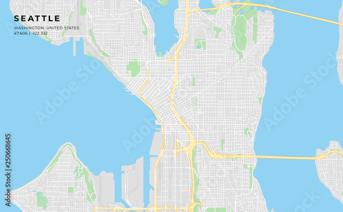 Printable street map of Seattle, Washington