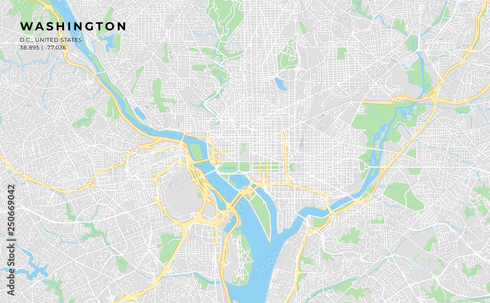 Printable street map of Washington, D.C.