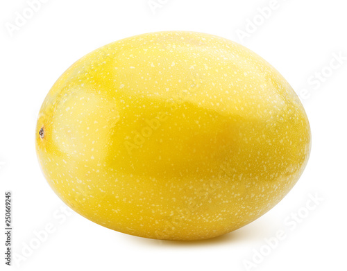 Yellow passion fruit isolated on white background photo
