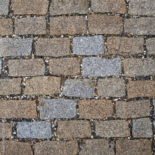The texture of cobblestone pavement of the old city