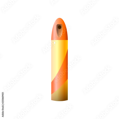 Orange barrel with room deodorizer isolated on white background.