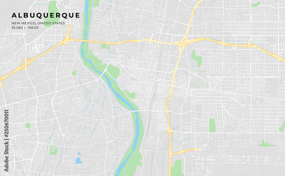 Printable street map of Albuquerque, New Mexico