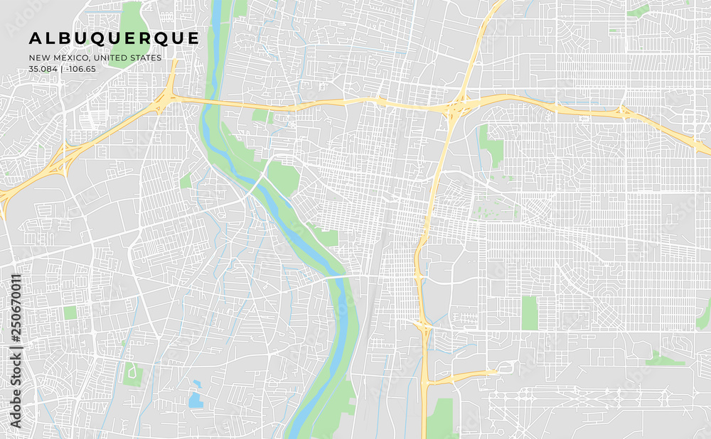 Printable Street Map Of Albuquerque New Mexico Stock Vector Adobe Stock
