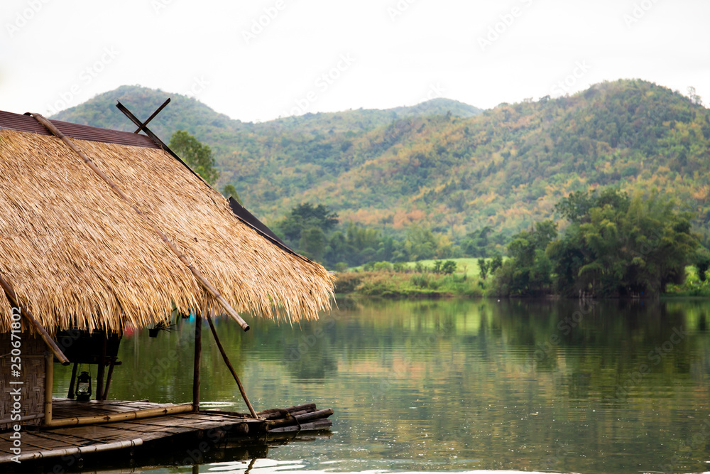 Landscape of the beautiful lake view and bungalow.