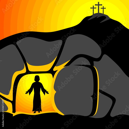 Easter illustration. Jesus Christ is risen.