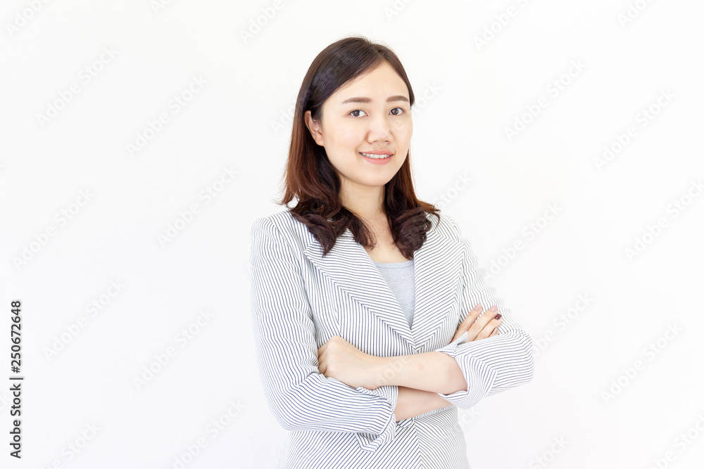 Portrait of smart and confident asian business women close up on white background. Portrait of smart and confident asian business women close up on white background.
