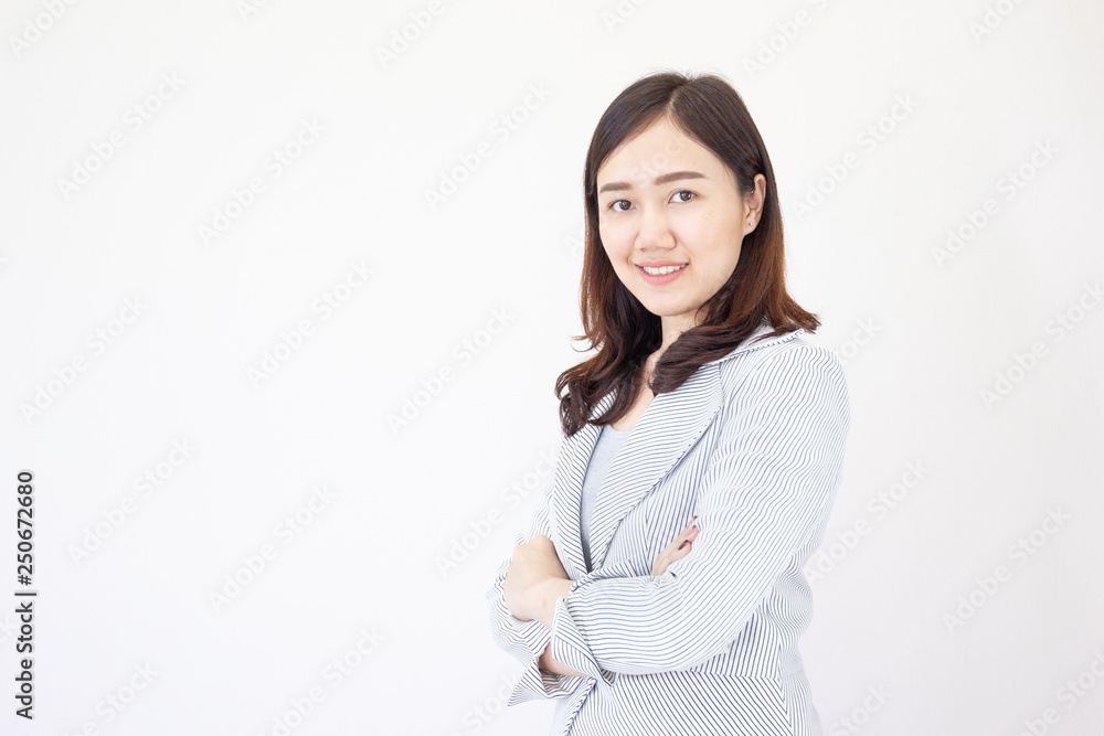 Portrait of smart and confident asian business women close up on white background. Portrait of smart and confident asian business women close up on white background.