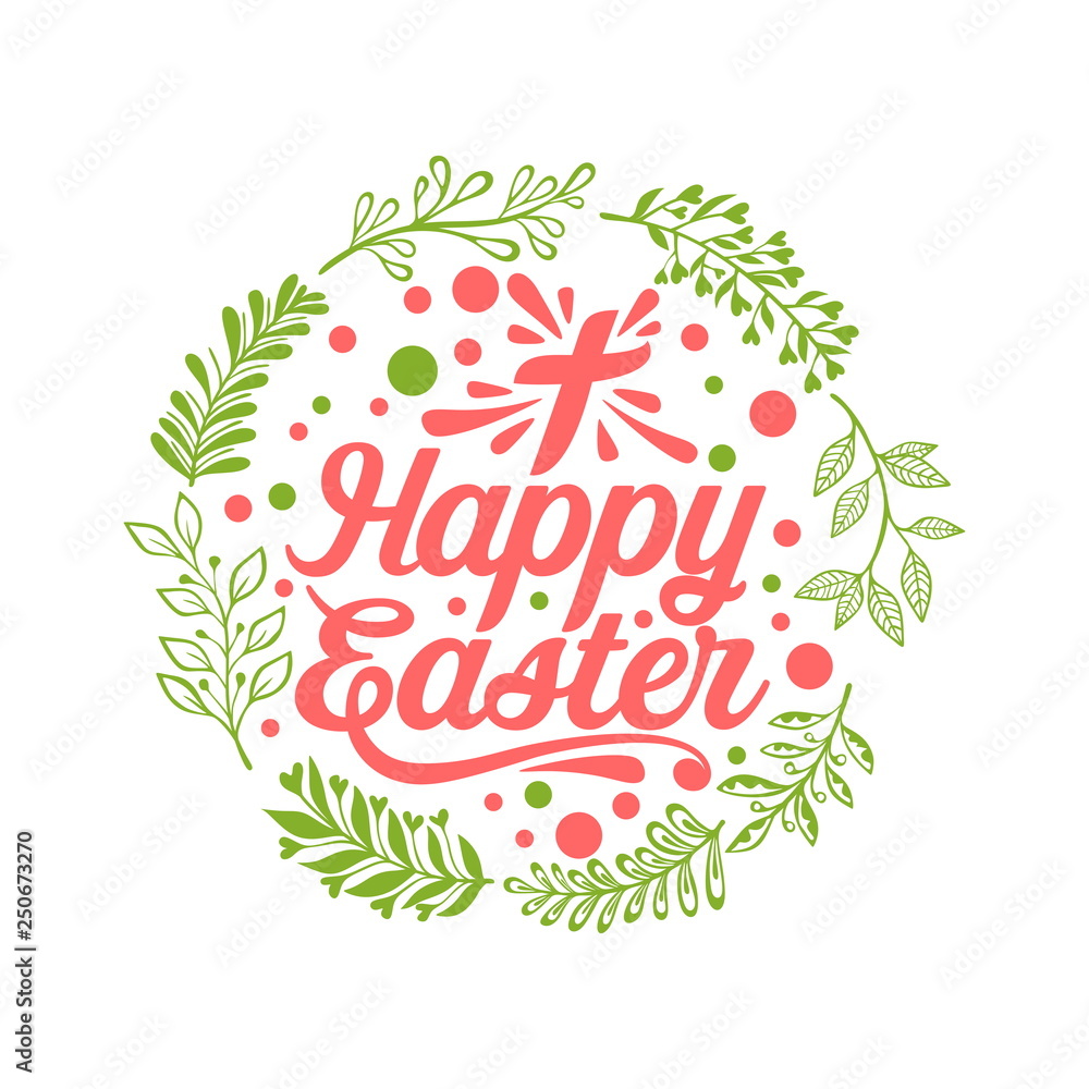 Happy easter. Lettering and graphic elements. Cross of Jesus Christ. Happy easter. Lettering and graphic elements. Cross of Jesus Christ.