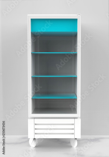 Fridge Drink with glass door on a white background - 3d Illustration