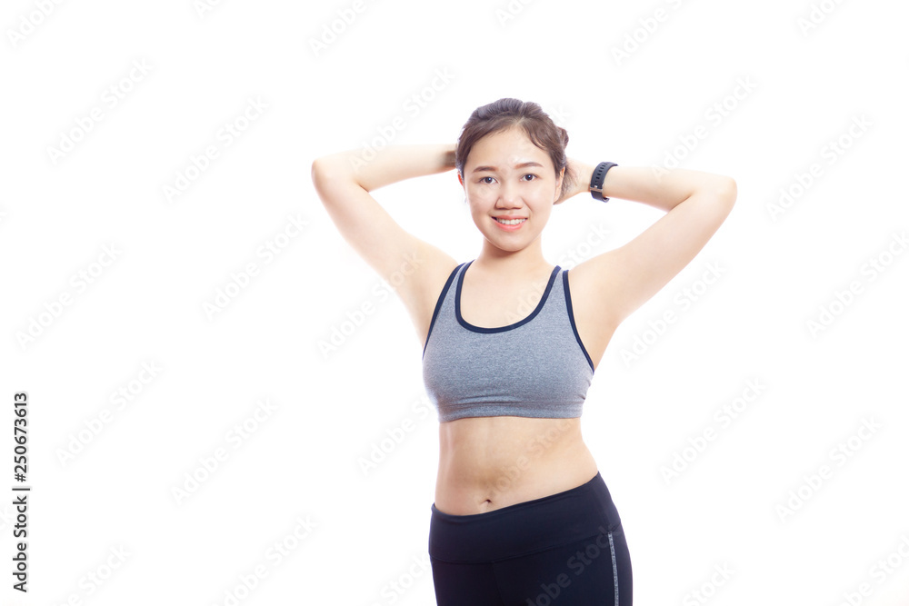 Portrait of pretty and healthy Asian girl close up on white background. Portrait of pretty and healthy Asian girl close up on white background.