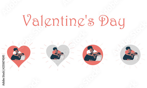 Valentine's day concept a couple on Hearts, vector graphics, illustration - Images vectorielles - Images vectorielles - Images vectorielles 