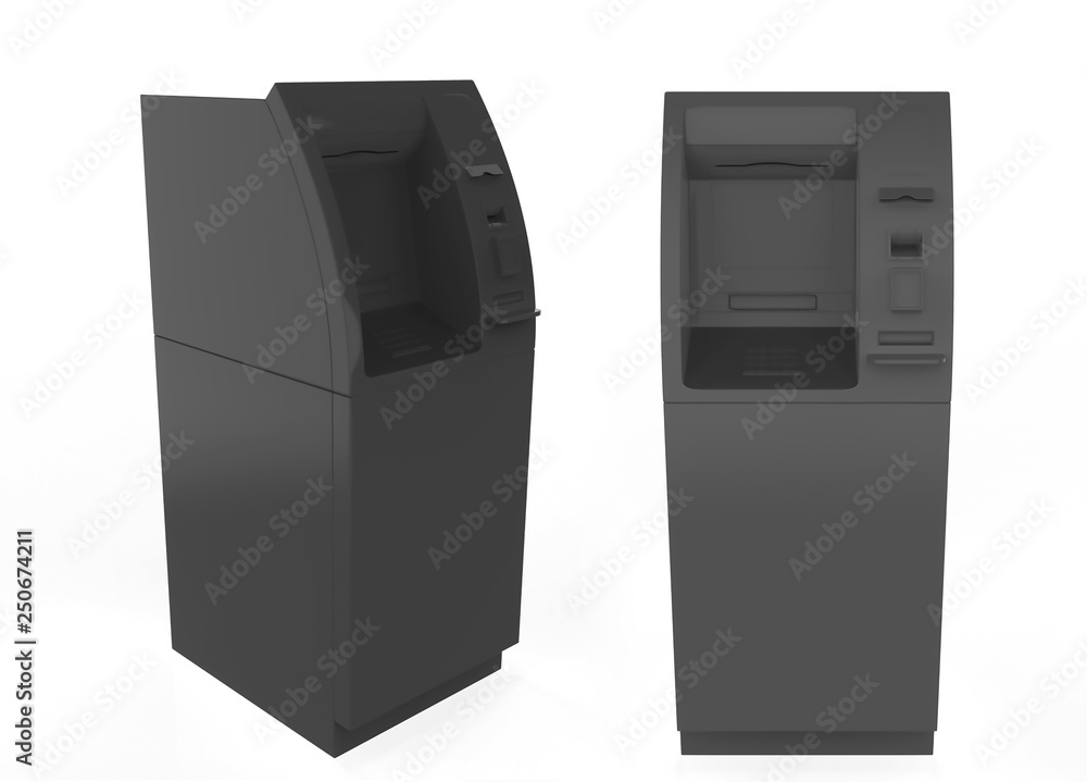 ATM Bank Cash Machine Isolated on white background - 3d Illustration ATM Bank Cash Machine Isolated on white background - 3d Illustration